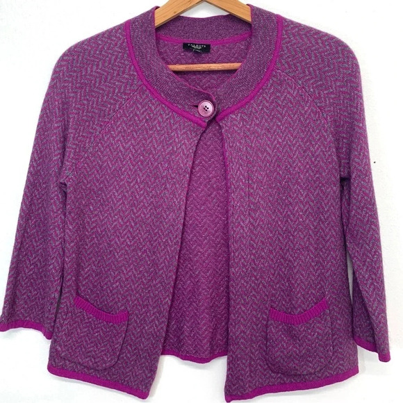 Talbots‎ Wool Cashmere Blend Purple Sweater Woman SP Herringbone Business Office - Picture 1 of 13